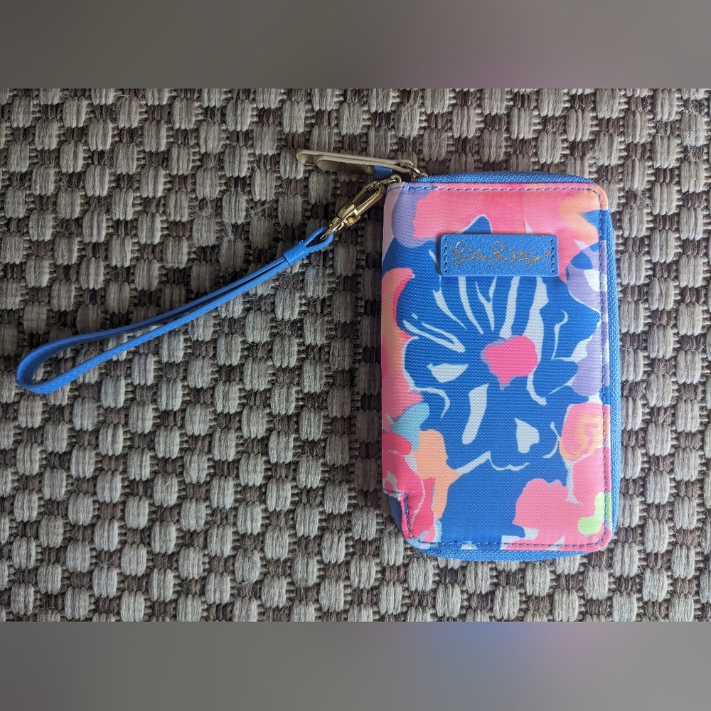 Lily Pulitzer Tiki Palm Tropical Print Phone Case Wristlet I.D. Holder Wallet